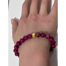 Load image into Gallery viewer, 24K Gold Money Bag Lucky Charm Bracelet Gemstones Dyed Tiger's Eye 8mm Size 6.5" - Rafant