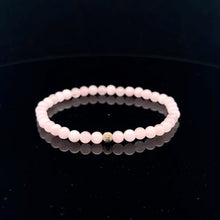 Load image into Gallery viewer, Gemstones Natural Rose Quartz 6mm 4mm Stretch Bracelet with 14k Gold Bead Choose Yellow, Stardust, Corrugated