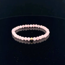Load image into Gallery viewer, Gemstones Natural Rose Quartz 6mm 4mm Stretch Bracelet with 14k Gold Bead Choose Yellow, Stardust, Corrugated