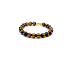 Load image into Gallery viewer, 24K Gold Piyao Pixiu Lucky Charm Bracelet Tiger Eye Gemstones 8mm Size 6 inches - Rafant
