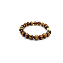 Load image into Gallery viewer, 24K Gold Piyao Pixiu Lucky Charm Bracelet Tiger Eye Gemstones 8mm Size 6 inches - Rafant