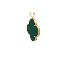 Load image into Gallery viewer, 18K Gold Pendant Clover Malachite Large