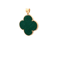 Load image into Gallery viewer, 18K Gold Pendant Clover Malachite Large