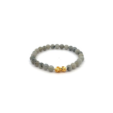 Load image into Gallery viewer, 18K Gold Pixiu Piyao Lucky Charm Bracelet Natural Labradorite Gemstones 6mm - Rafant