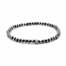 Load image into Gallery viewer, 925 Sterling Silver Authentic Navajo Beads 3mm -6mm beads Stretch Bracelet Minimalist Choose Your Style