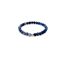 Load image into Gallery viewer, Natural Sodalite Gemstones Mini 4mm 18K Gold Charm Bead - Rafant