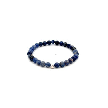 Load image into Gallery viewer, Natural Sodalite Gemstones Mini 4mm 18K Gold Charm Bead - Rafant