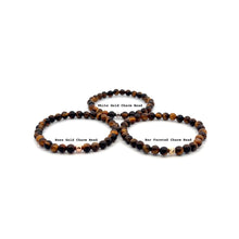 Load image into Gallery viewer, Natural Tiger's Eye Gemstones Mini 4mm 18K Gold Charm Bead - Rafant