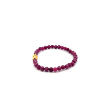 Load image into Gallery viewer, 18K Gold Dragon Pixiu Piyao Bracelet Gemstones Ruby July Birthstones Micro Faceted 4.5 - 5mm - Rafant