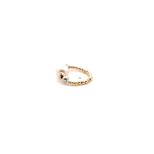 Load image into Gallery viewer, Freshwater Pearl with 18K Grommet Stretch Ring and Tiny 18k Gold Beads in white and Gold Tone - Rafant