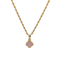Load image into Gallery viewer, 18K Gold Necklace Chain 18" Rose Quartz Flower Pendant 1.88 grams - Rafant