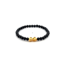 Load image into Gallery viewer, 18K Gold Pixiu Piyao Bracelet Gemstone Mini Beads Black Tourmaline 4mm - Rafant