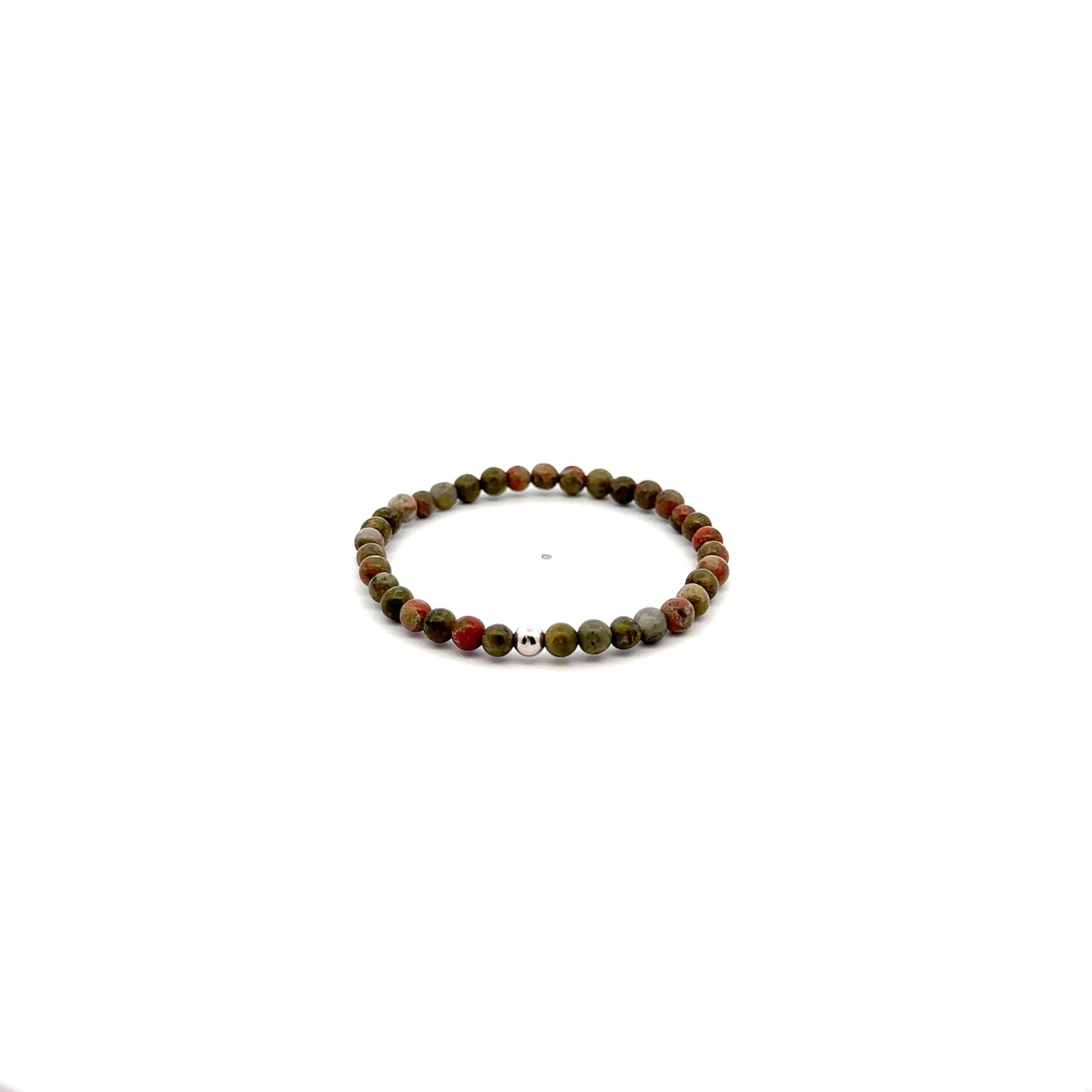Natural Unakite Gemstones Mini 4mm 18K Gold Charm Bead - Rafant