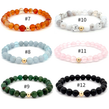 Load image into Gallery viewer, Natural Gemstones Crystals Birthstones 6mm Stretchable Bracelet 18k Gold Bead Charm - Rafant