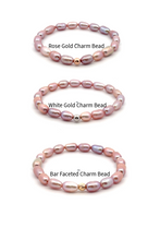 Load image into Gallery viewer, Natural Freshwater Rice Pearl Purple 18K Gold Charm Bead - Rafant