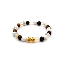 Load image into Gallery viewer, 18K Gold Dragon Pixiu Piyao Lucky Charm Bracelet Zodiac Signs Gemini Gemstones 6mm - Rafant