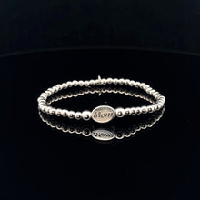 Load image into Gallery viewer, 925 Sterling Silver Beaded Stretch Stacking Bracelet Minimalist Choose: Friends,Forever,Joy,Mom