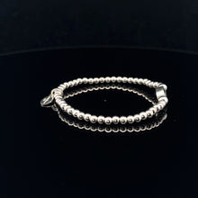 Load image into Gallery viewer, 925 Sterling Silver Beaded Stretch Stacking Bracelet Minimalist Choose: Friends,Forever,Joy,Mom