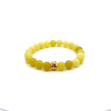 Load image into Gallery viewer, 18K Gold Money Bag Lucky Charm Bracelet Gemstones Lemon Jade 8mm Size 6.5 inches - Rafant