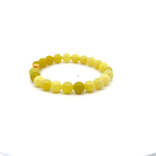 Load image into Gallery viewer, 18K Gold Money Bag Lucky Charm Bracelet Gemstones Lemon Jade 8mm Size 6.5 inches - Rafant