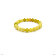 Load image into Gallery viewer, 18K Gold Money Bag Lucky Charm Bracelet Gemstones Lemon Jade 8mm Size 6.5 inches - Rafant