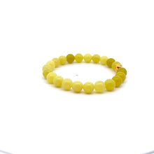 Load image into Gallery viewer, 18K Gold Money Bag Lucky Charm Bracelet Gemstones Lemon Jade 8mm Size 6.5 inches - Rafant