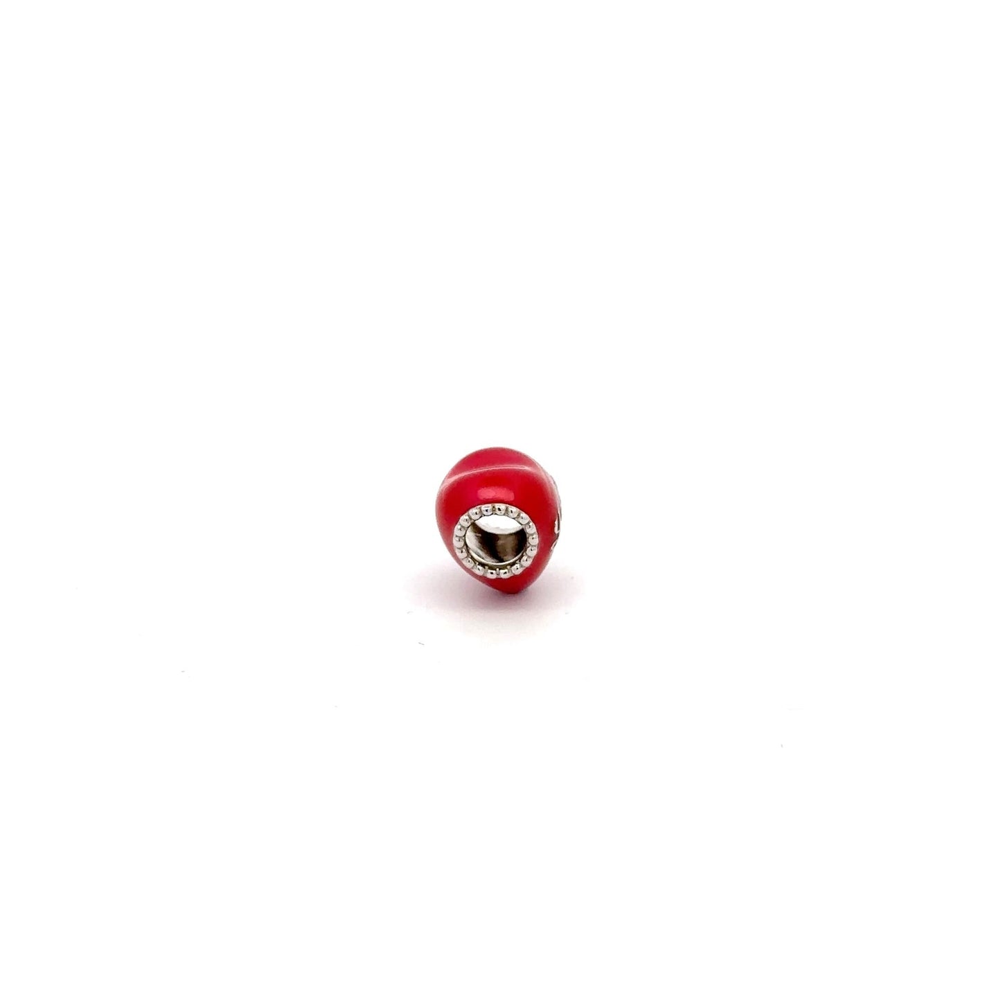 925 Sterling Silver Charm Bead Red Heart Enamel For Charm Bracelet Necklace - Rafant