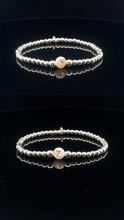Load image into Gallery viewer, 925 Sterling Silver Beaded Stretch Stacking Bracelet MOP Letters Initials