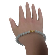 Load image into Gallery viewer, 18K Gold Pixiu Piyao Lucky Charm Bracelet Natural Aquamarine Gemstones 6mm Size 7 in - Rafant