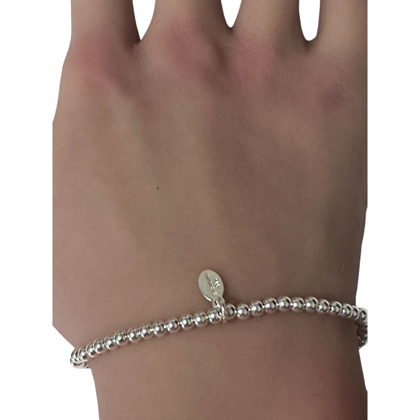 925 Sterling Silver Beaded Stretch Stacking Bracelet - Rafant