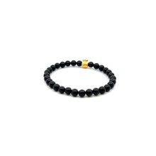 Load image into Gallery viewer, 24K Gold Money Bag Lucky Charm Bracelet Gemstones Natural Black Jade 6mm Size 6.5 inches - Rafant