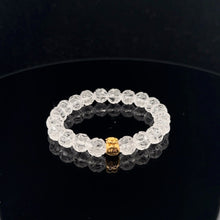 Load image into Gallery viewer, 18K Gold Money Bag Lucky Charm Bracelet Clear Quartz Carved Lotus Gemstones 7.5mm - Rafant