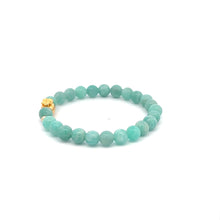 Load image into Gallery viewer, 18K Gold Money Bag Lucky Charm Beads Bracelet Gemstones Amazonite Peru 6mm - Rafant