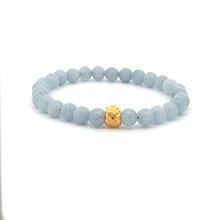Load image into Gallery viewer, 18K Gold Money Bag Lucky Charm Bracelet Gemstones Aquamarine 6mm - Rafant