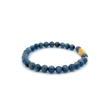 Load image into Gallery viewer, 18K Gold Dragon Pixiu Piyao Lucky Charm Beads Bracelet Gemstones Kyanite 6mm - Rafant