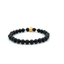 Load image into Gallery viewer, 18K Gold Money Bag Lucky Charm Beads Bracelet Gemstones Obsidian 6mm - Rafant