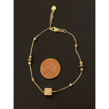 Load image into Gallery viewer, 18K Gold  Bracelet Beads White Rose Yellow Gold 2.76 grams S 7 inches plus 1 inch