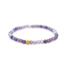 Load image into Gallery viewer, 18K Gold Bead Stretchable Bracelet Purple Faceted Zircon Gemstones - Rafant