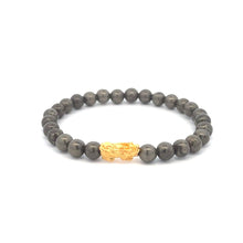 Load image into Gallery viewer, 24K Gold Piyao Pixiu Lucky Charm Bracelet Gemstones Pyrite 6mm - Rafant