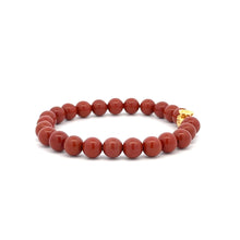 Load image into Gallery viewer, 18K Gold Money Bag Red Jasper Gemstones 6mm Lucky Charm Elastic Bracelet - Rafant