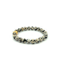 Load image into Gallery viewer, 18K Gold Money Bag Lucky Charm Beads Bracelet Gemstones Dalmatian Jasper 8mm - Rafant