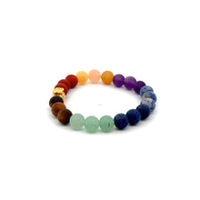 Load image into Gallery viewer, 24K Yellow Gold Money Bag Lucky Bracelet Matte Chakra Gemstones 6mm - Rafant