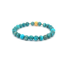Load image into Gallery viewer, 18K Gold Money Bag Lucky Charm Beads Bracelet Gemstones Turquoise 6mm - Rafant