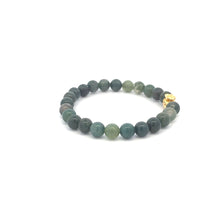 Load image into Gallery viewer, 18K Gold Money Bag Charm Bracelet Natural Moss Agate Gemstones 6mm - Rafant