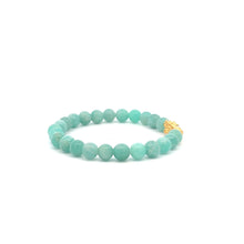 Load image into Gallery viewer, 18K Gold Piyao Pixiu Dragon Lucky Charm Bracelet Gemstones Amazonite Peru 6mm - Rafant