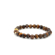 Load image into Gallery viewer, 18K Gold Money Ball Lucky Charm Beads Bracelet Gemstones Tiger's Eye 6mm - Rafant