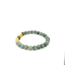 Load image into Gallery viewer, 18K Gold Dragon Pixiu Double Piyao Lucky Charm Bracelet Gemstones Burmese Jade 6mm - Rafant