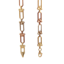 Load image into Gallery viewer, 18K Gold Bracelet U link Tricolor 7.5 inches 2.93 grams - Rafant