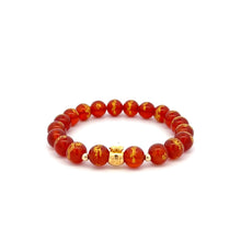 Load image into Gallery viewer, 18K Gold Money Bag Lucky Charm Beads Bracelet Gemstones Red Agate 8mm - Rafant