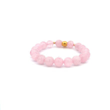 Load image into Gallery viewer, 18K Gold Money Bag Lucky Charm Beads Bracelet Gemstones Rose Quartz 8mm - Rafant